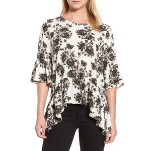 Gibson Ruffled Handkerchief Hem Top